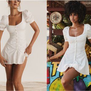 HOUSE OF CB 'Hameda' White Puff Sleeve Mini Dress NWOT